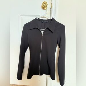 Zara Black Long Sleeve Zip Top